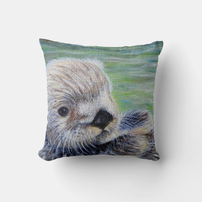Sea Otter Painting Cushion (Front)