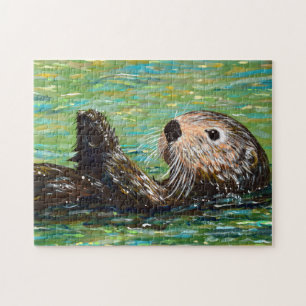 Sea Otter Painting Jigsaw Puzzle