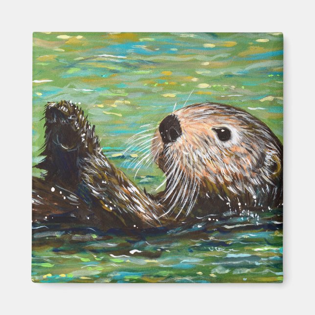 Sea Otter Painting Magnet (Front)