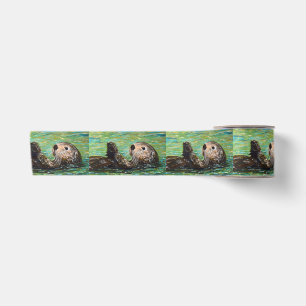 Sea Otter Painting Satin Ribbon