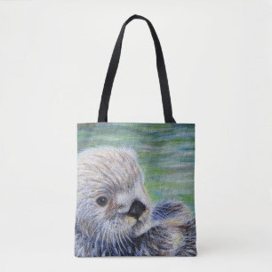 Sea Otter Painting Tote Bag