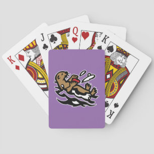 Sea otter playing cards