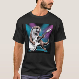 Sea Otter Playing Guitar Rock Star Roll Vintage Se T-Shirt