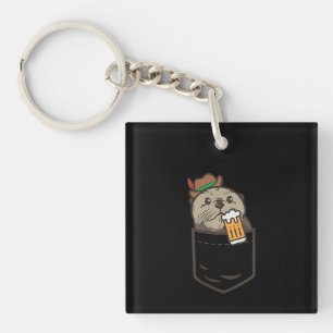 Sea Otter Pocket Drinking Beer Animal German Key Ring