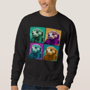 Sea Otter Pop Illustration Colourful Animal Women Sweatshirt