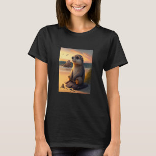Sea Otter Retro Sunset Cute Otter 1 T-Shirt