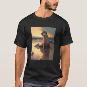 Sea Otter Retro Sunset Cute Otter  2 T-Shirt