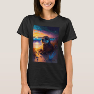 Sea Otter Retro Sunset Cute Otter 2 T-Shirt