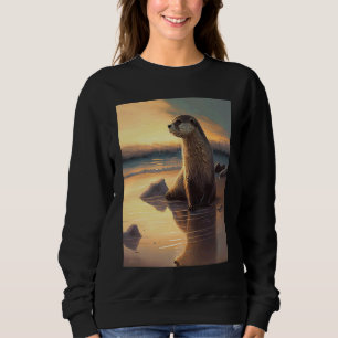 Sea Otter  Retro Sunset Cute Otter  3 Sweatshirt