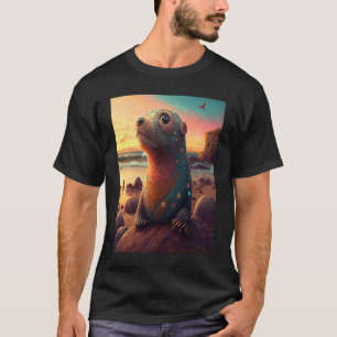 Sea Otter  Retro Sunset Cute Otter T-Shirt
