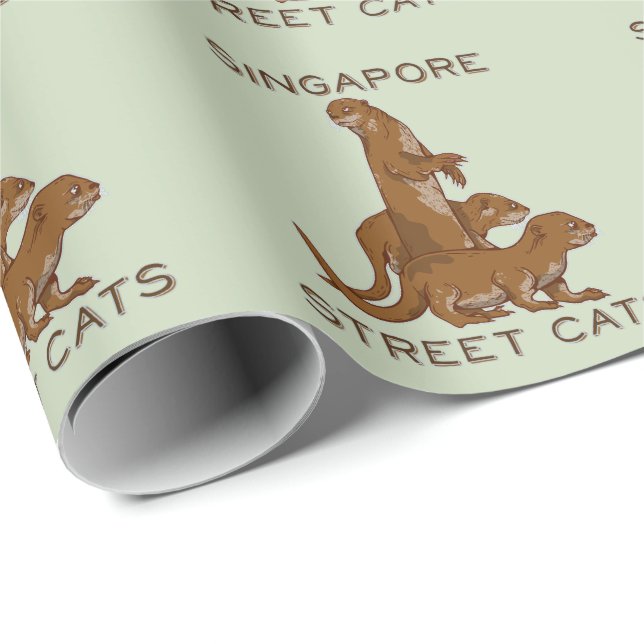 Sea Otter Singapore Street Cats Wrapping Paper (Roll Corner)