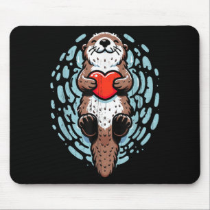 Sea Otter Valentines Heart Lover Funny Boys Men Gi Mouse Pad