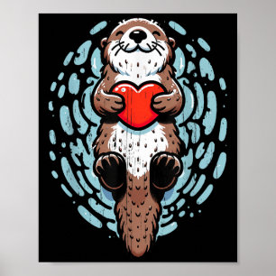 Sea Otter Valentines Heart Lover Funny Boys Men Gi Poster