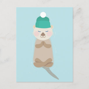 Sea Otter Winter Meditating Holiday Christmas Card