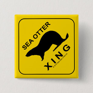 Sea Otter Xing 15 Cm Square Badge