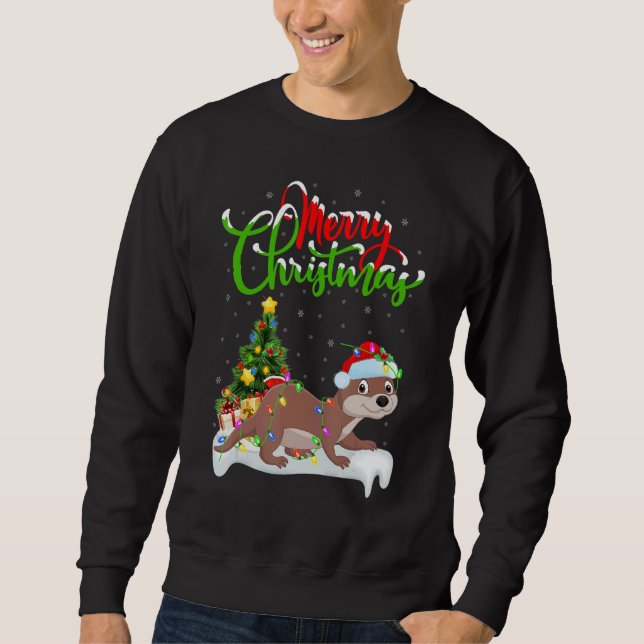 Sea Otter   Xmas Decorations Santa Sea Otter Chris Sweatshirt (Front)