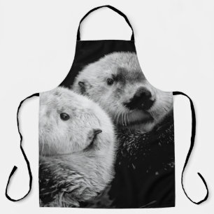 Sea Otters: Black White Pair. Apron