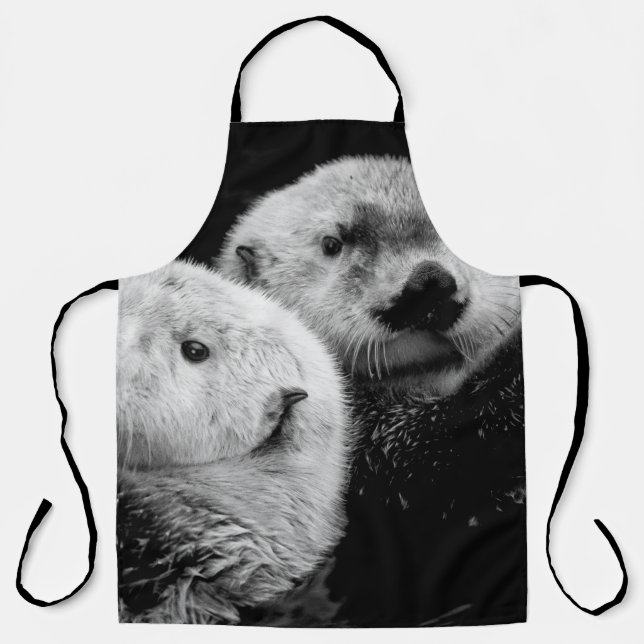 Sea Otters: Black White Pair. Apron (Front)