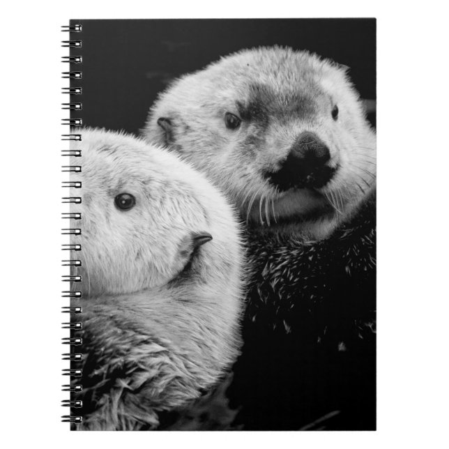 Sea Otters: Black White Pair. Notebook (Front)