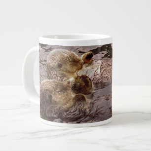 Sea Otters Holding Hands Large Coffee Mug