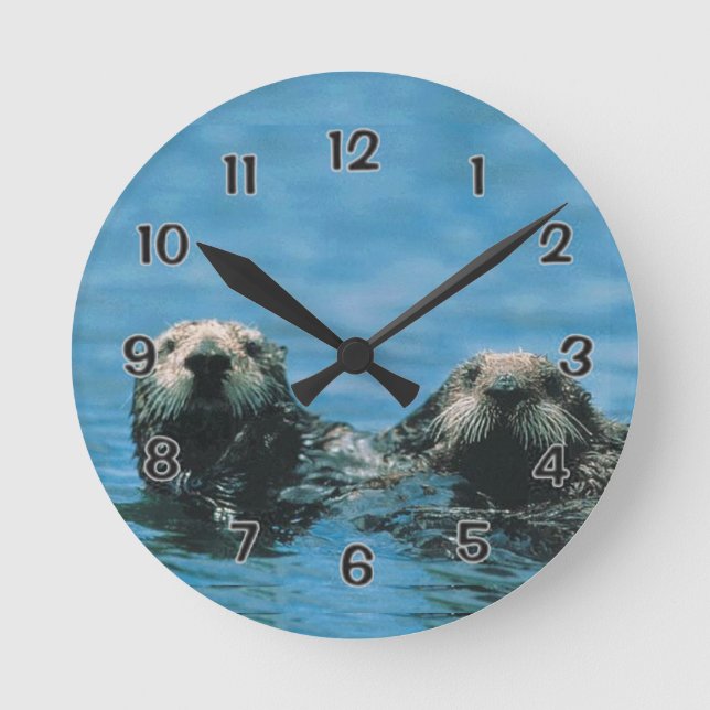 Sea Otters Round Clock (Front)