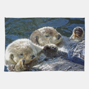Sea-otters Tea Towel