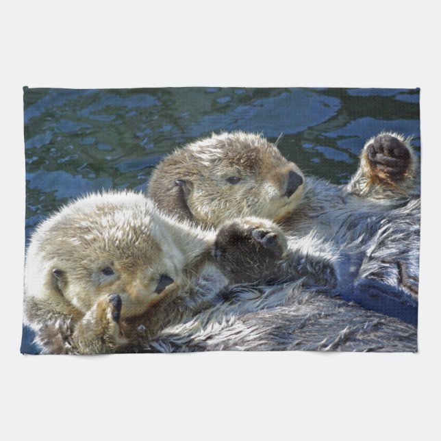Sea-otters Tea Towel (Horizontal)