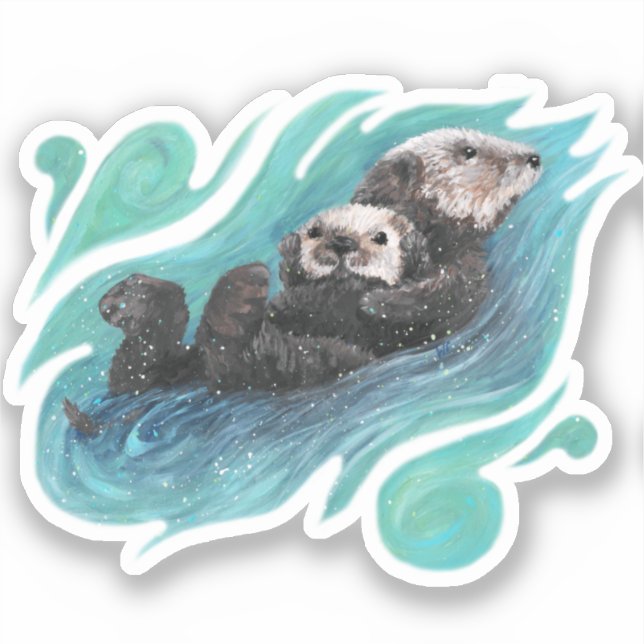 Sea Otters Vinyl Sticker (Front)
