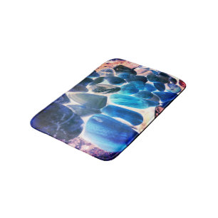 Sea oyster shell, colours changed blue to grey bath mat