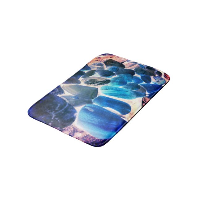 Sea oyster shell, colours changed blue to grey bath mat (Angled)