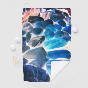 Sea oyster shell, colours changed blue to grey golf towel