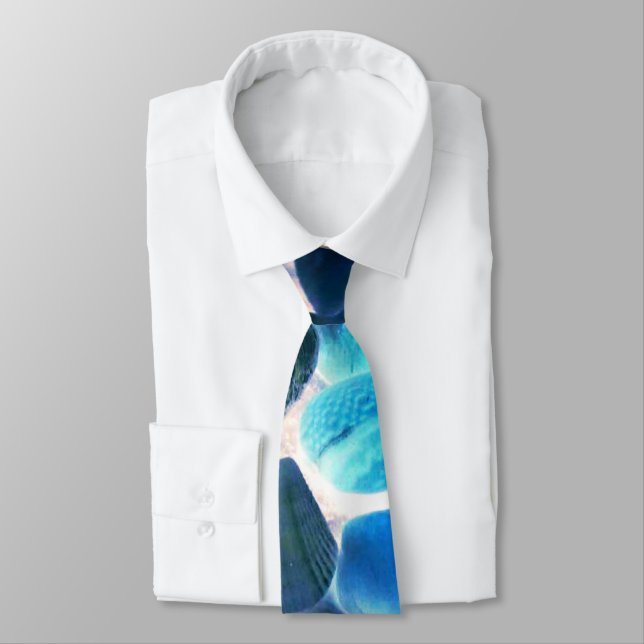 Sea oyster shell, colours changed blue to grey tie (Tied)