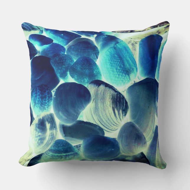 Sea oyster shell, colours changed to blue cushion (Front)
