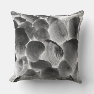 Sea oyster shell in grey tones cushion