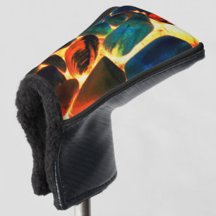 Sea oyster shell on red-hot volcanic lava or ember golf head cover