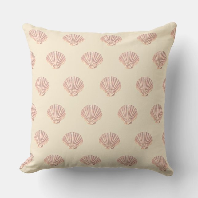 Sea oyster shell pattern on ivory cushion (Front)