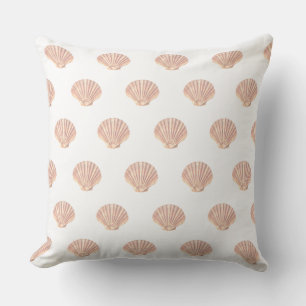 Sea oyster shell pattern on white cushion
