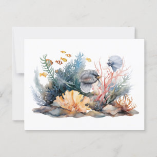 Sea painting aquarium postcard