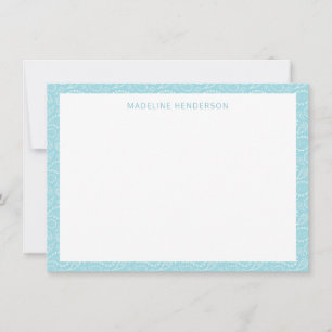 Sea Paisley Pattern Glacier Blue Monogram Card