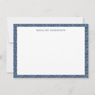 Sea Paisley Pattern Ocean Blue Monogram Card