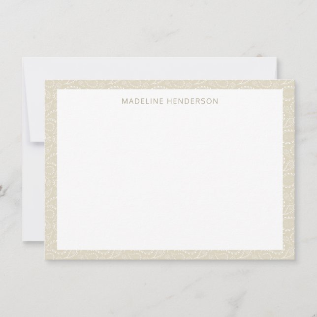 Sea Paisley Pattern Sand Monogram Card (Front)