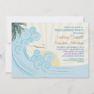 Sea palms beach engagement party invitations