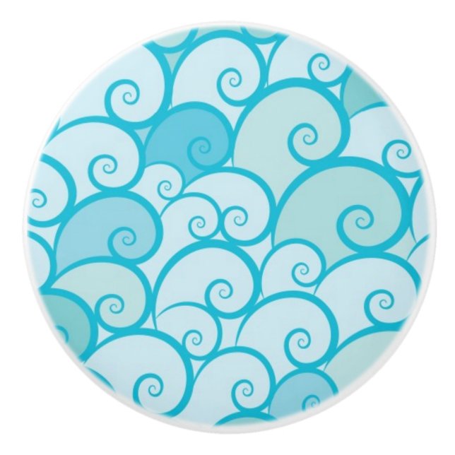 Sea Pattern Ceramic Knob (Front)