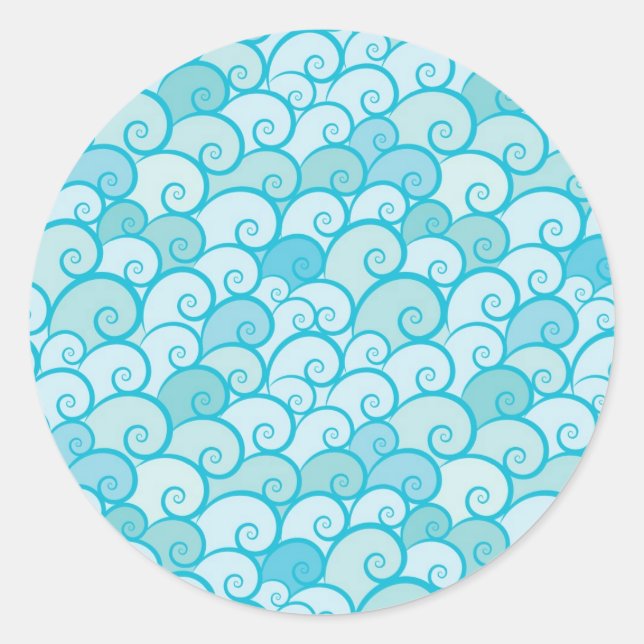Sea Pattern Classic Round Sticker (Front)
