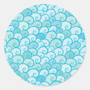 Sea Pattern Classic Round Sticker