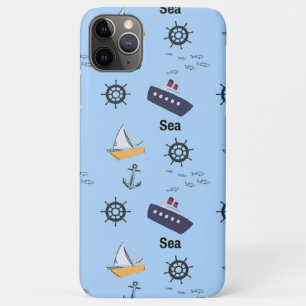 Sea pattern on blue iPhone 11 pro max case