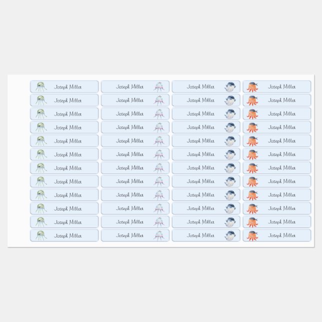 Sea Pirates Nursery Day Care Name Clothing (Sheet)