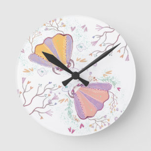sea plants watercolor round clock