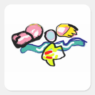 Sea play jellyfish and fish square sticker
