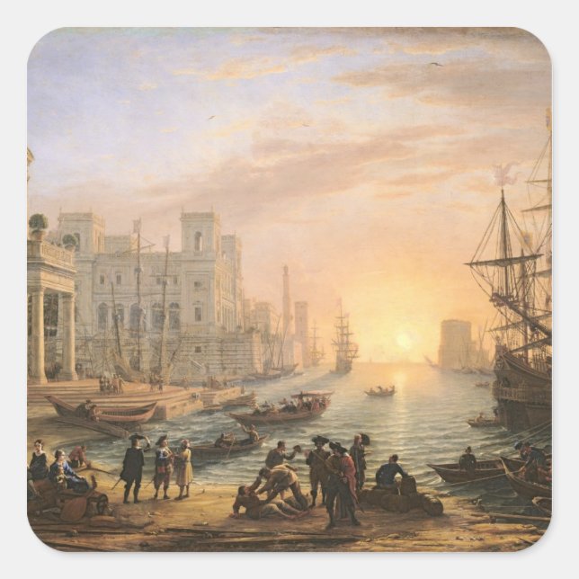Sea Port at Sunset, 1639 Square Sticker (Front)